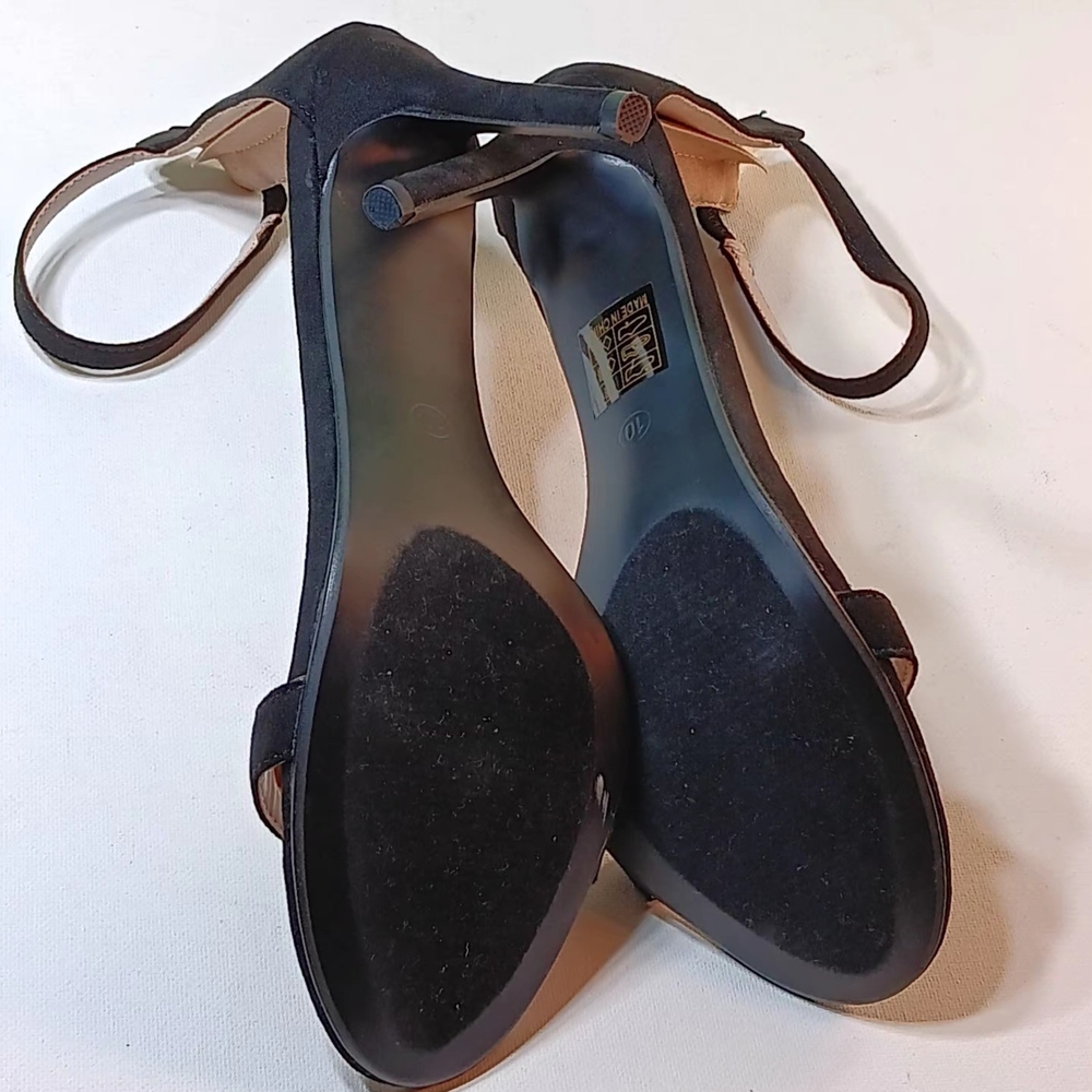 SO ME Women's Black Open Toe Ankle Strap  Stiletto  Heels - 10 - Picture 6 of 6